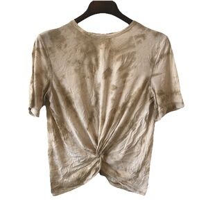 Lululemon Top Womens 6 Beige Crescent Tie Dye Front Tie Logo Gym Active